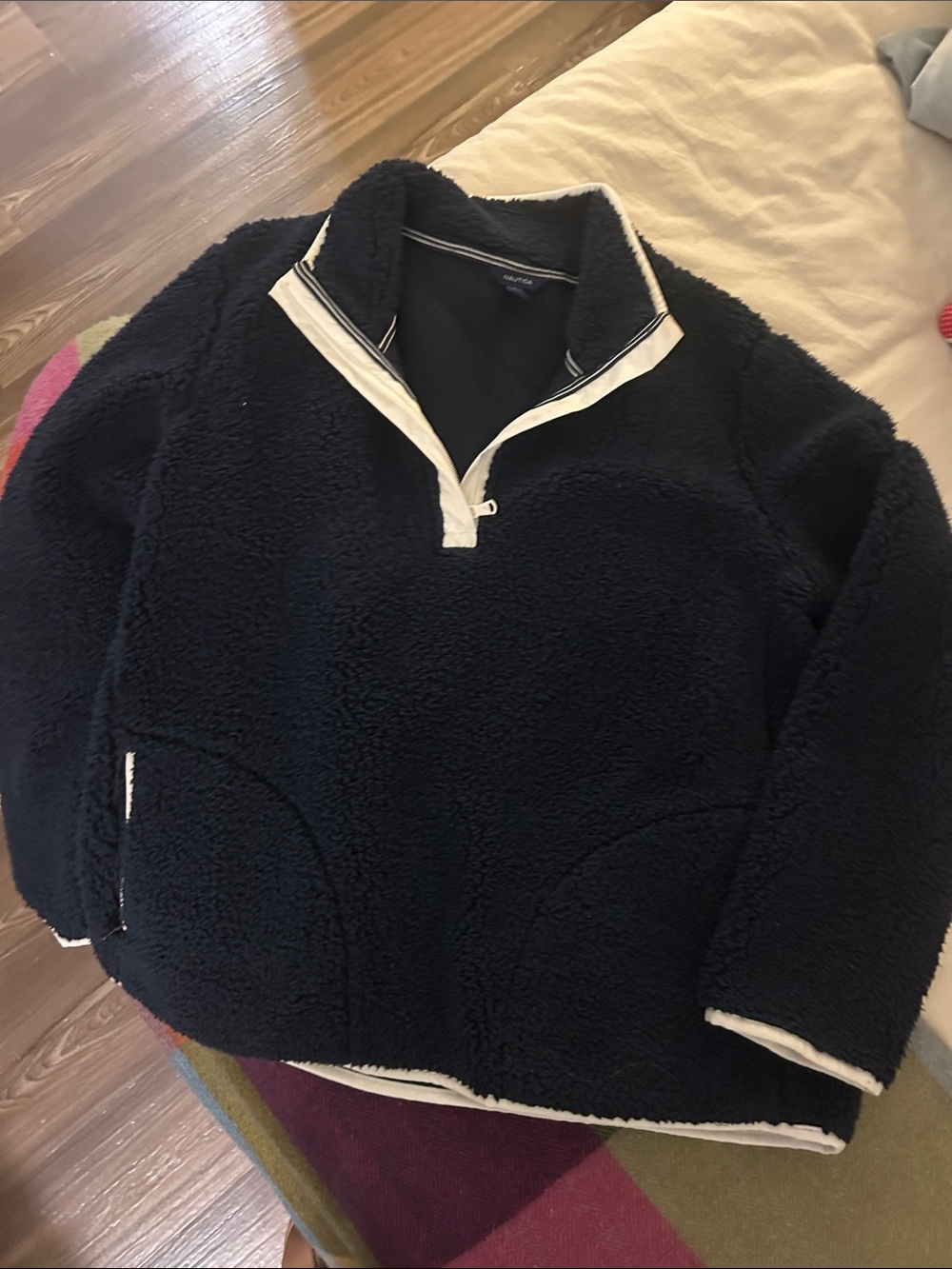 NAUTICA Cozy Women’s Navy Sherpa Pullover Jacket Large